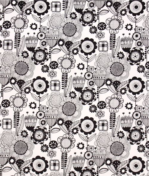 white Wild Flower geo flower fabric Alexander Henry 2