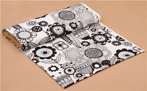 white Wild Flower geo flower fabric Alexander Henry 3