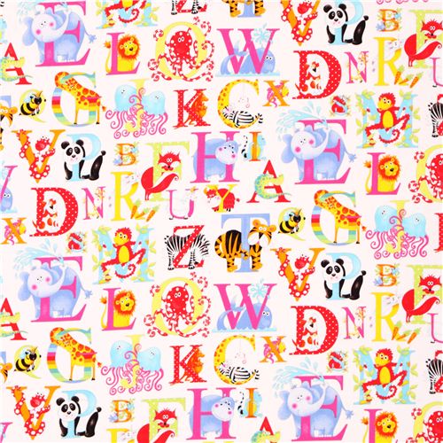 wei�er Tier Alphabet Stoff Alphabet Soup aus den USA 2