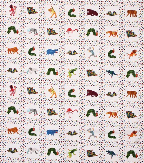 white animal and dot fabric 'The Very Hungry Caterpillar' Andover USA 2