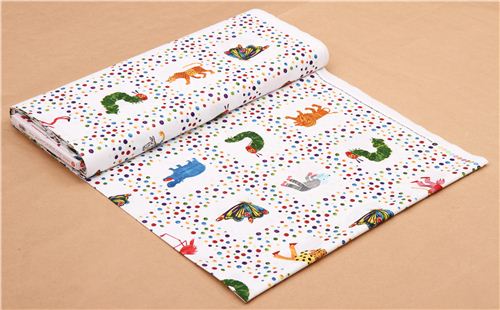 white animal and dot fabric 'The Very Hungry Caterpillar' Andover USA 3