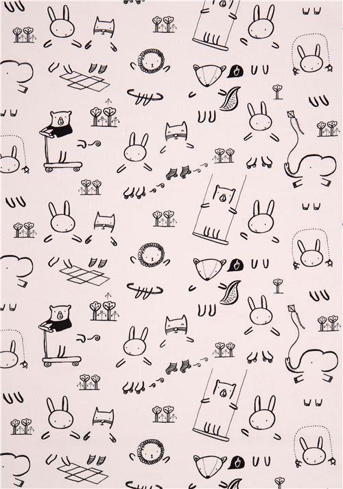 white animal children crafting fabric by Dear Stella USA 2