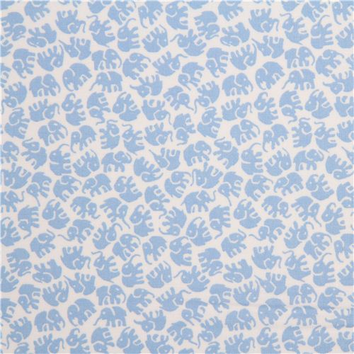 white animal fabric blue elephants by Michael Miller 2