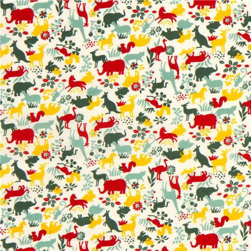 white animal fabric par Cosmo mini animals du Japon2