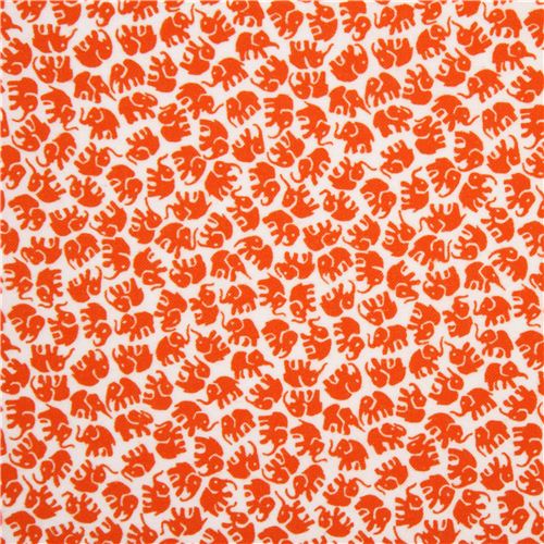 wei�er Tier Flanellstoff orangene Elefanten Michael Miller  2
