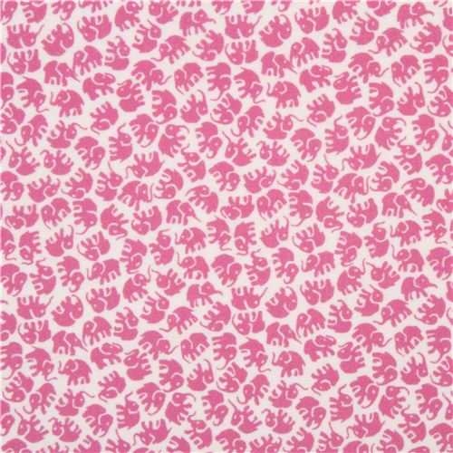 wei�er Tier Flanellstoff rosa Elefanten Michael Miller  2