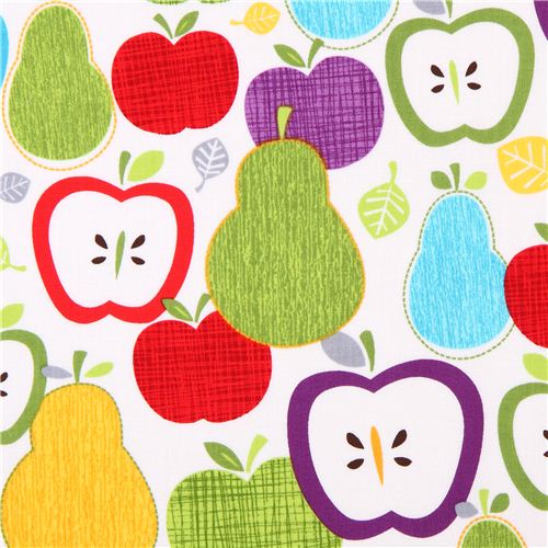 white apple and pears fruit fabric by Timeless Treasures USA Fabric by