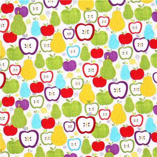 white apple and pears fruit fabric by Timeless Treasures USA Fabric by