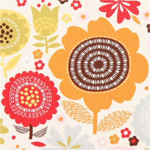 white autumn flower fabric by Timeless Treasures USA 1