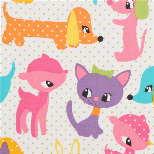 wei�er Baby Tier Stoff Michael Miller Plush Puppy rosa-lila 1