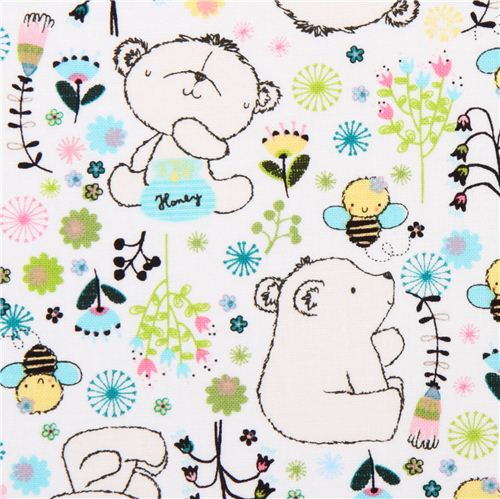 white bear bee animal fabric Camelot Theodore and Izzy Fabric by ...