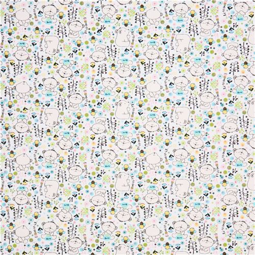 white bear bee animal fabric Camelot Theodore and Izzy 2