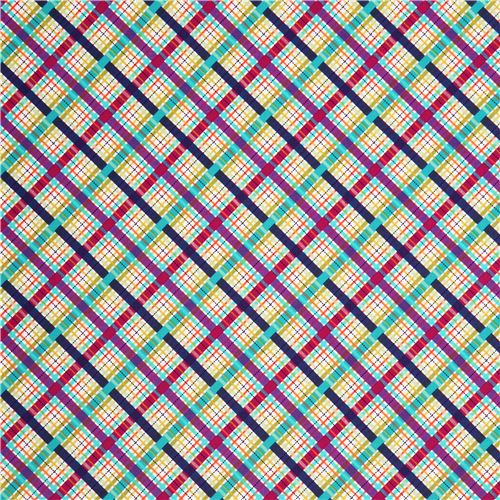 White Bias Plaid Fabric Purple Green Michael Miller Usa Fabric By Michael Miller Modes4u 1596