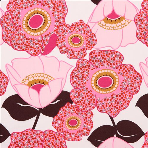 white big flowers canvas fabric Robert Kaufman USA Fabric by Robert Kaufman modes4u