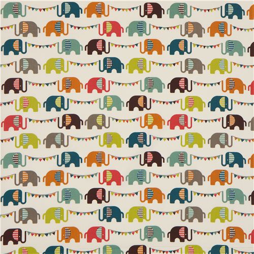 wei�er birch Elefanten Bio-Stoff Elephun mit Girlanden 2