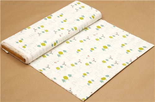 wei�er birch Bio-Stoff mit Stadt Haus Baum Springbrunnen 3