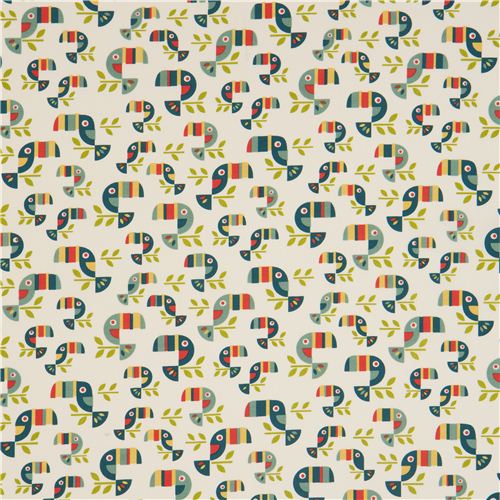 white birch toucan bird organic fabric Toucan Tango 2