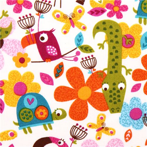 white bird tissu srie animaux Flamingo Fling Northcott Studio 2