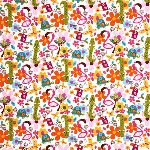 white bird tissu srie animaux Flamingo Fling Northcott Studio 3