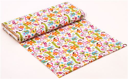 white bird tissu srie animaux Flamingo Fling Northcott Studio 4