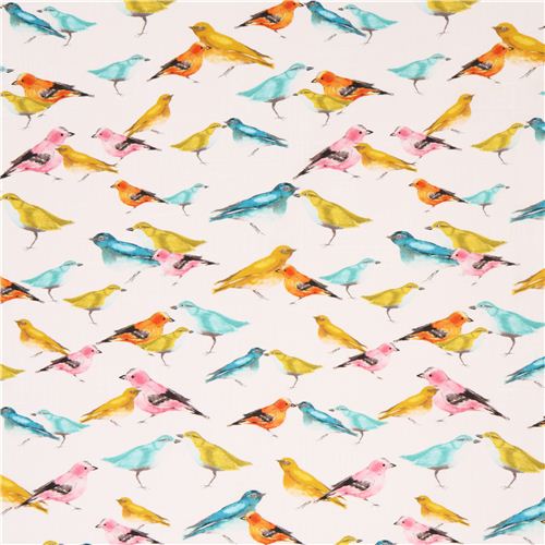 wei�er Tier Vogel Stoff Michael Miller Flutter 3