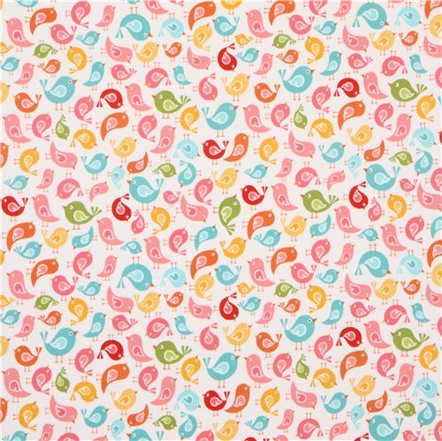 wei�er Vogel Tier Flanellstoff von Riley Blake USA 2