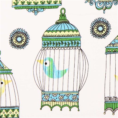 white bird cage fabric Clothworks La Cage Au Birdie modeS4u
