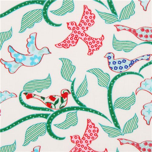 white bird fabric by Timeless Treasures USA Fabric
