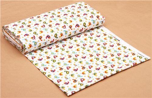 white bird flannel fabric Woodland Friends USA 3