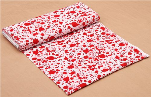 White and Red Paint Splatter Cotton Fabrics from Robert Kaufman quilting  cotton blood splatter fabric material by the yard or metre