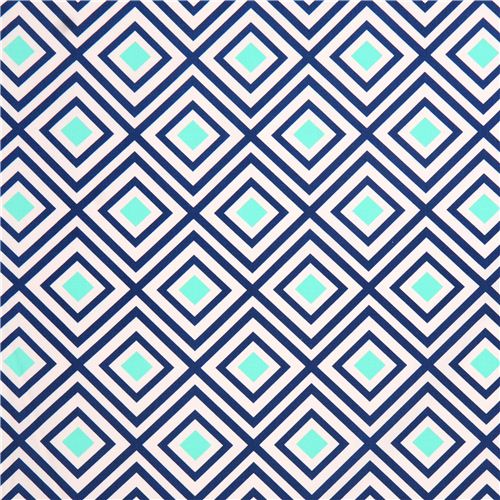 wei� blauer Geo Pop Lagoon Canvas Stoff Robert Kaufman USA 2