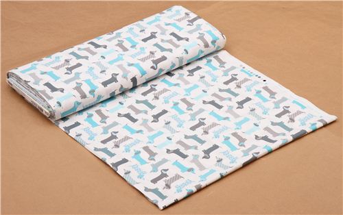 white-blue dachshund colorful dog fabric Urban Zoologie by Robert Kaufman USA 5