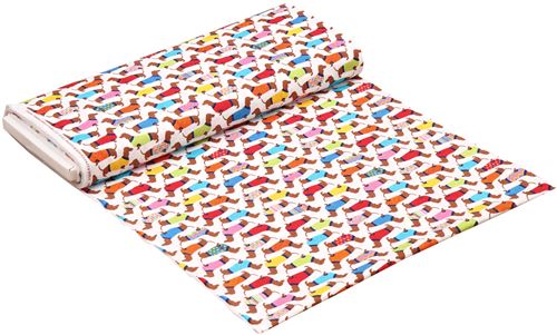 Remnant 35 cm - white brown dog colorful outfit fabric by Timeless Treasures  3