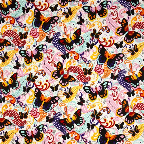 white butterfly fabric Papillon Alexander Henry USA 2
