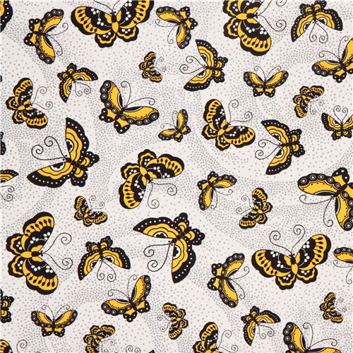 white butterfly fabric with dots by Robert Kaufman USA 2
