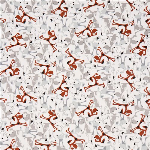 wei�er Cartoon Hunde Tier Stoff von Timeless Treasures USA 2