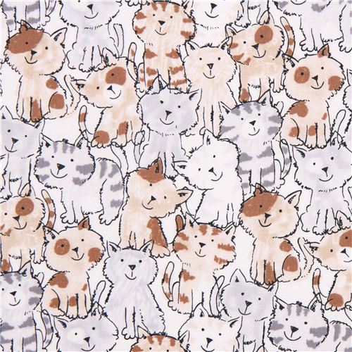 weier Katzen Bauernhof Tier Stoff Timeless Treasures Babes in Farmland 1