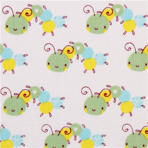 white caterpillar bug animal fabric Camelot Itty Bitty - modeS4u