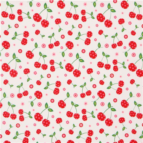 white cherry and flower fabric par Robert Kaufman 2