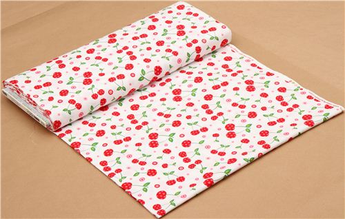 white cherry and flower fabric par Robert Kaufman 3