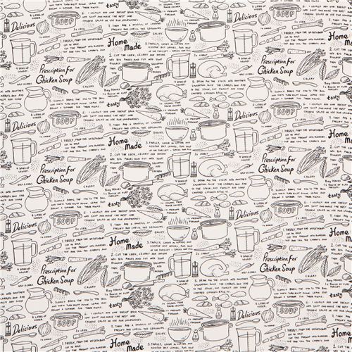 white chicken soup recipe fabric by Timeless Treasures 2