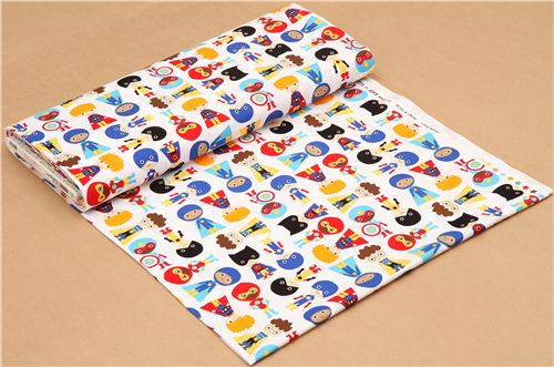 wei�er Kinder Superhelden Stoff von Robert Kaufman USA 3