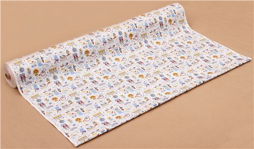 white circus animal oxford fabric by Kokka from Japan 3