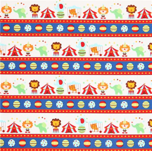white circus fabric circus animals Timeless Treasures 2