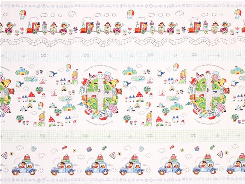 white city car train travel oxford fabric A Toy Chest 4