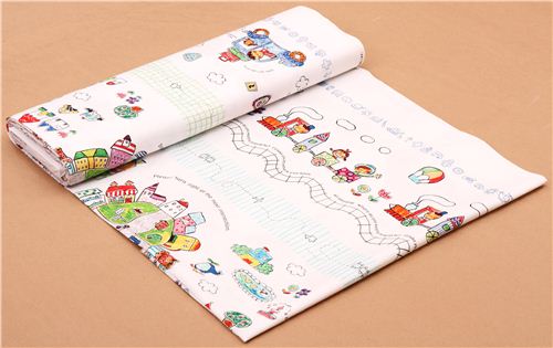 white city car train travel oxford fabric A Toy Chest 5