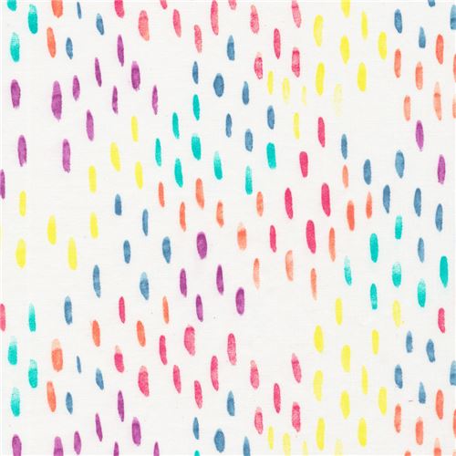 white colorful brush stroke design Cloud 9 organic cotton fabric Brush Strokes modeS4u