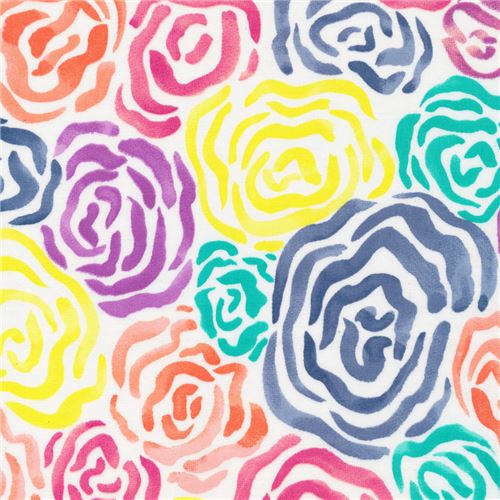 white colorful brush stroke flower Cloud 9 organic cotton fabric Brush Strokes 2