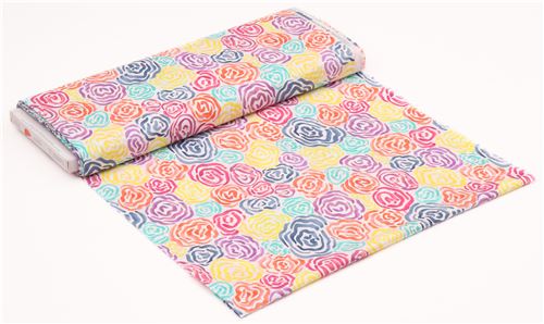 white colorful brush stroke flower Cloud 9 organic cotton fabric Brush Strokes 3