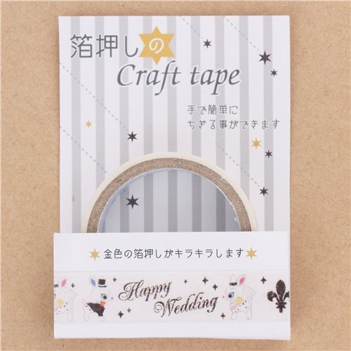 Cinta decorativa papel blanca ciervo boda colores adorno dorado met�lico Jap�n 2